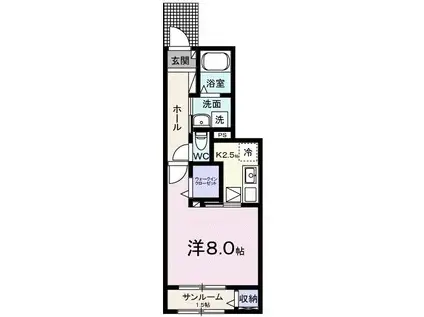 ジャスティス C(1K/1階)の間取り写真