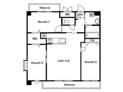 メルヴェーユ・F(3LDK/2階)の間取り写真