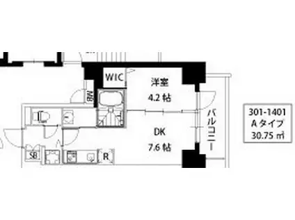 S-RESIDENCE江坂(1DK/13階)の間取り写真