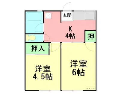 シティハイムキャロル(2K/2階)の間取り写真