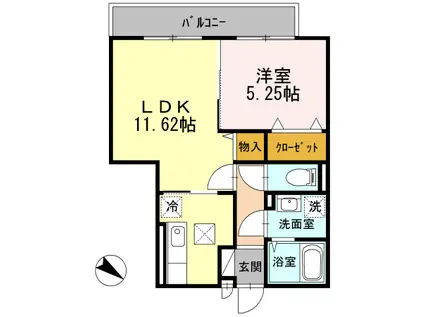 エスポワールB(1LDK/2階)の間取り写真