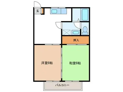 グランヒルアベニューB(2DK/2階)の間取り写真