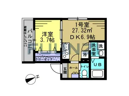 メゾン市川南(1DK/3階)の間取り写真
