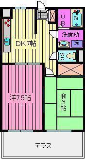 テラオハウスIII B棟(2DK/2階)の間取り写真