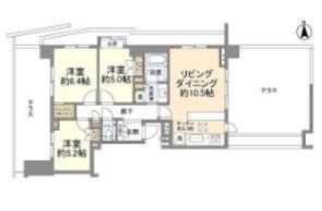 パークホームズ横濱東白楽(3LDK/1階)の間取り写真