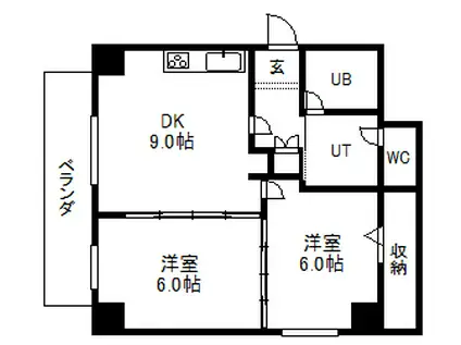 カローラハイツ(2DK/3階)の間取り写真
