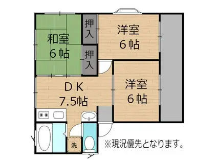 レジデンスハイツ B 202(3DK/2階)の間取り写真