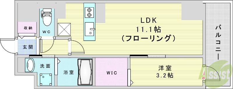 ECORO TOYONAKA(1LDK/8階)の間取り写真