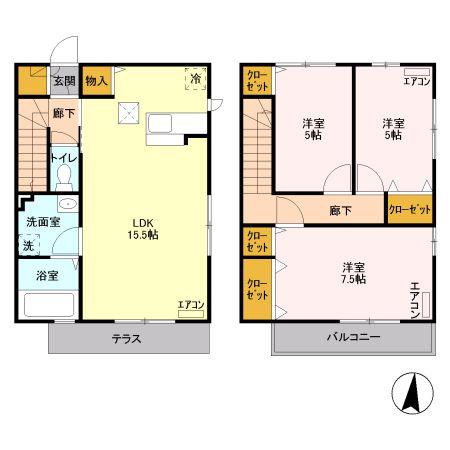 グレースファンタジア I(3LDK/1階)の間取り写真