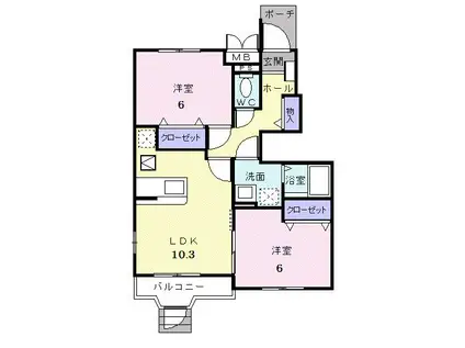 アマーレ花長(2LDK/1階)の間取り写真