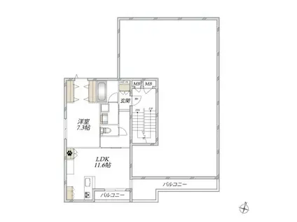 小豆沢2丁目メゾン(1LDK/2階)の間取り写真