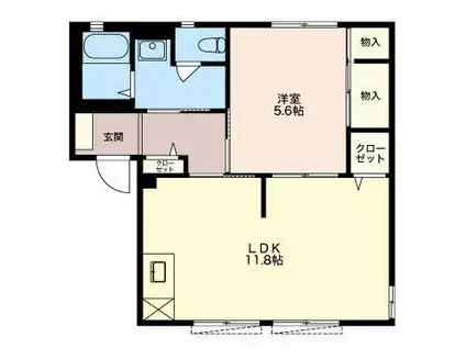 ラウンドエマリエB(1LDK/1階)の間取り写真