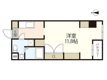 ソルヴェール舟入本町(ワンルーム/9階)の間取り写真