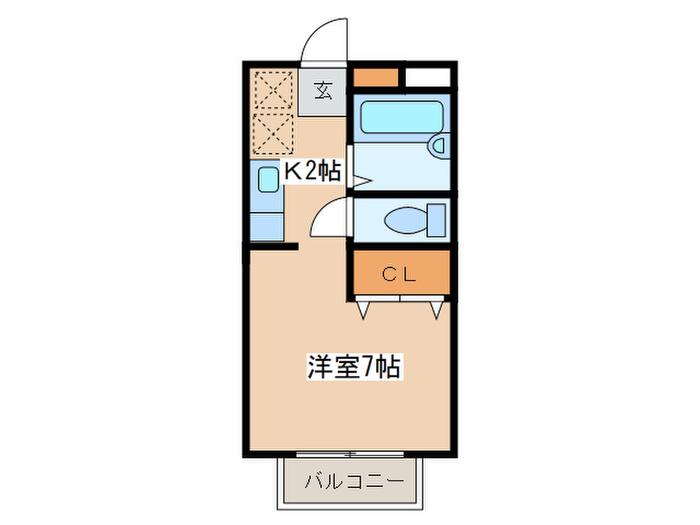 バンブーフェスタ(1K/2階)の間取り写真