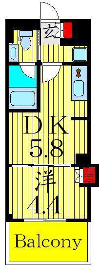 ONE ROOF RESIDENCE NISHI NIPPORI(1DK/4階)の間取り写真