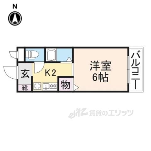 八木ロイヤルハイツ(1K/4階)の間取り写真