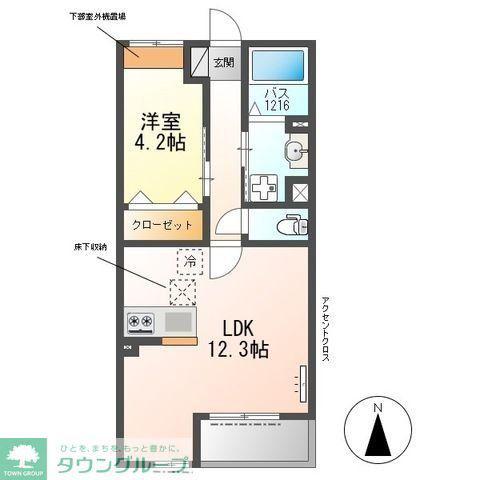 スカイ フェンテ(1LDK/3階)の間取り写真