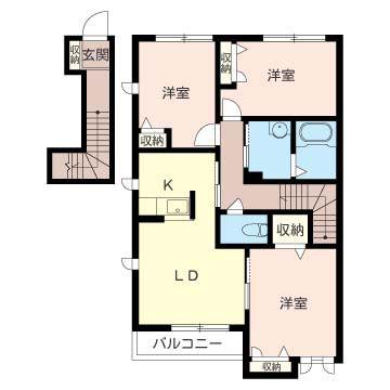 メルベーユA(3LDK/2階)の間取り写真