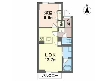 シャーメゾン麓山(1LDK/2階)の間取り写真