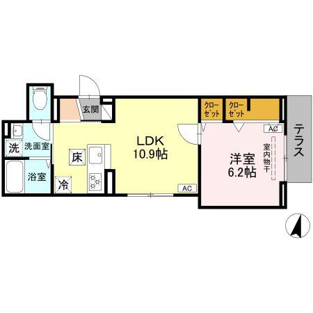 セレスティア上十条(1LDK/1階)の間取り写真
