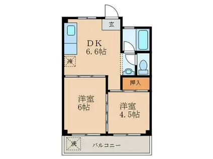 ツインコーポ西館(2DK/3階)の間取り写真