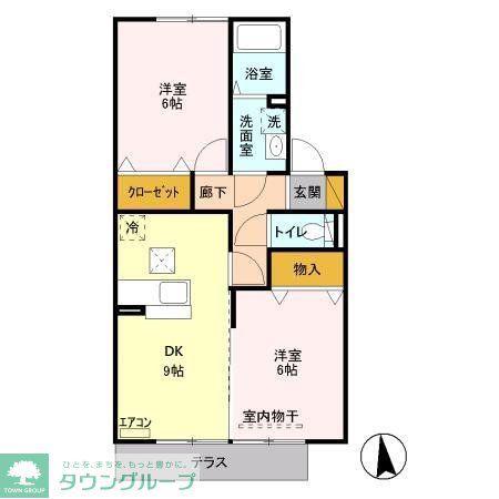 エスペランサK(2DK/1階)の間取り写真