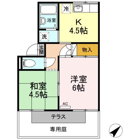 プレジール三島(2K/1階)の間取り写真