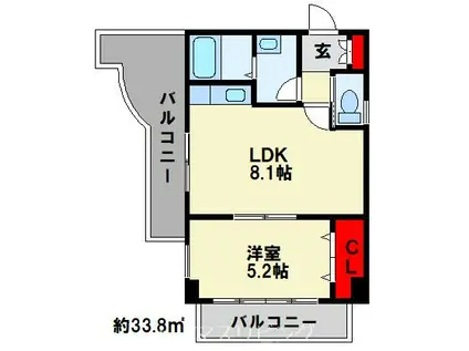 フェルト1713(1LDK/3階)の間取り写真
