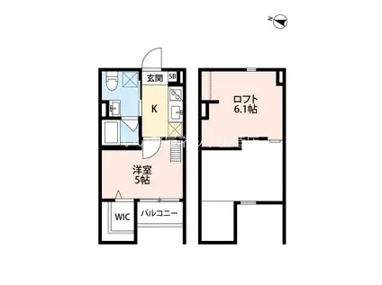 フェリーチェ・長瀬(1K/1階)の間取り写真