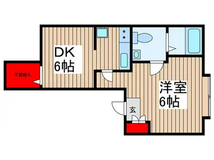 新星ビル(1DK/2階)の間取り写真