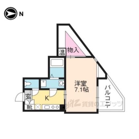 ラス・パルマス京都円町(1K/4階)の間取り写真