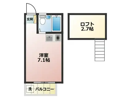 キャッスル新狭山(ワンルーム/1階)の間取り写真