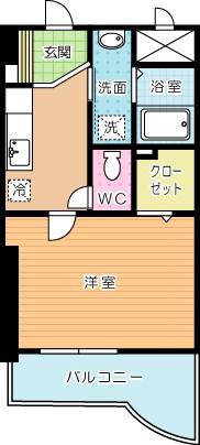 ボニート到津(1K/1階)の間取り写真