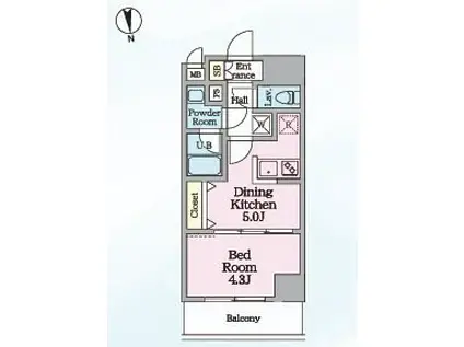 HYS TSURUKAWA(1DK/6階)の間取り写真