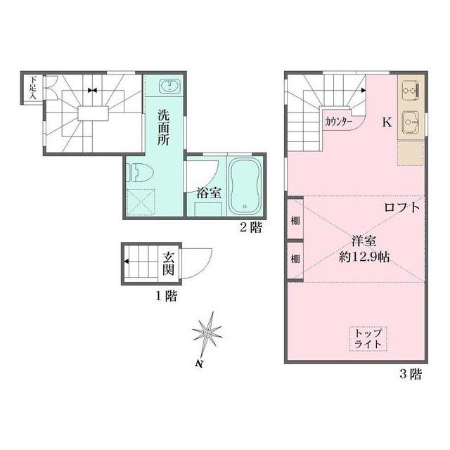 グランエッグス新宿中井(ワンルーム/3階)の間取り写真