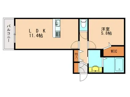 EPI和白丘(1LDK/1階)の間取り写真