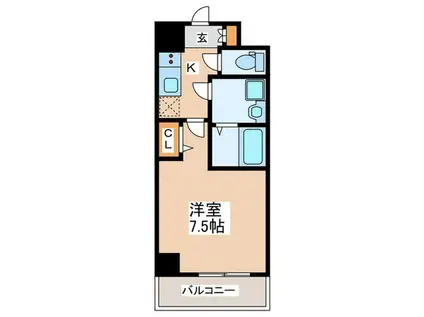 ララプレイス四天王寺前夕陽丘プルミエ(1K/1階)の間取り写真