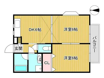 ブリリアント大和(2DK/1階)の間取り写真