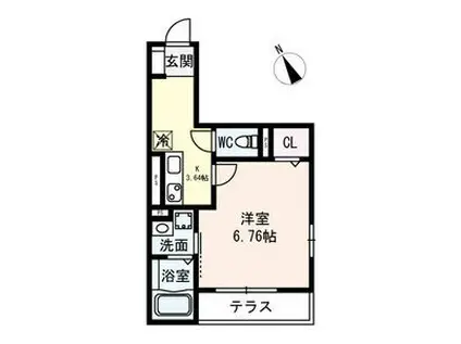 LIVING岡崎駅前(1K/3階)の間取り写真