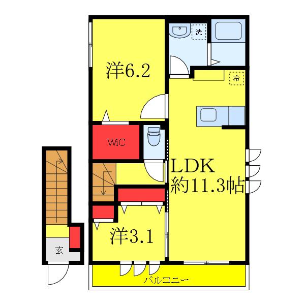 NOBLE(2LDK/2階)の間取り写真