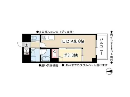 LA BREA YAGUMA(1LDK/3階)の間取り写真