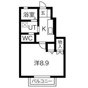 クラヴィア(1K/1階)の間取り写真