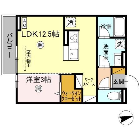 D-ROOM姫子(1LDK/2階)の間取り写真
