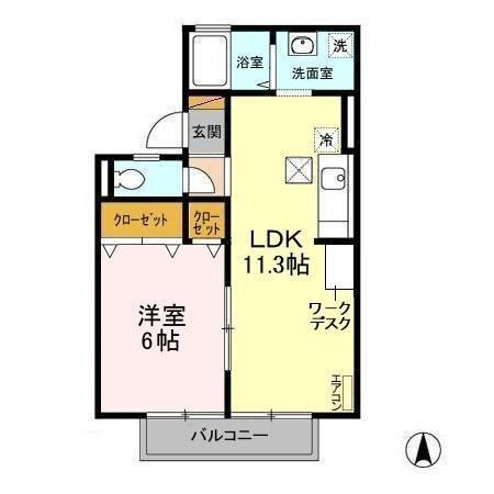アルカディアIII(1LDK/1階)の間取り写真