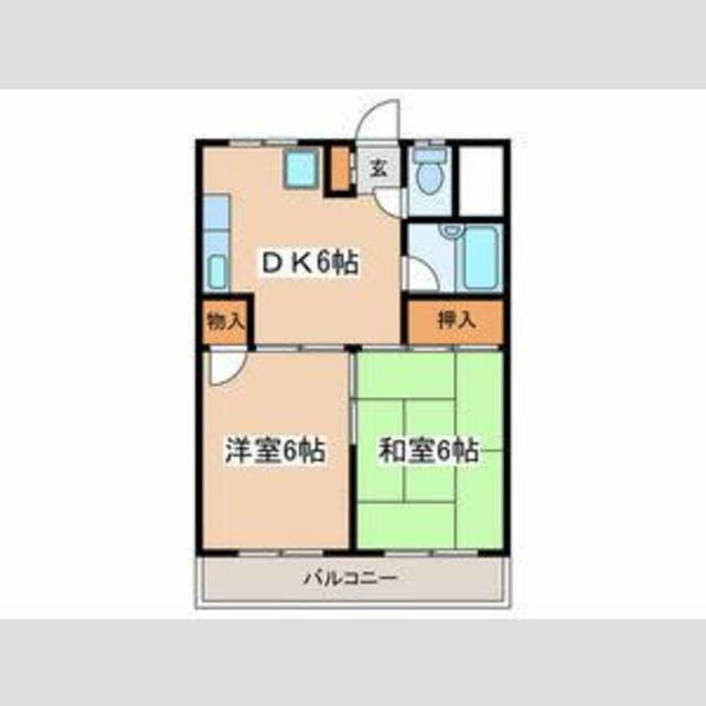 ウィリアムヒルズ本厚木(2DK/6階)の間取り写真