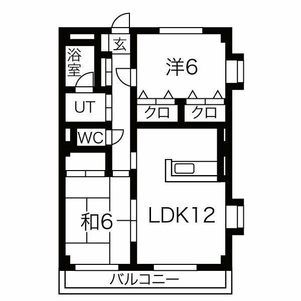 ハツミマンションB(2LDK/3階)の間取り写真