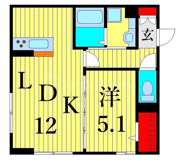 アヴァンス西亀有(1LDK/1階)の間取り写真