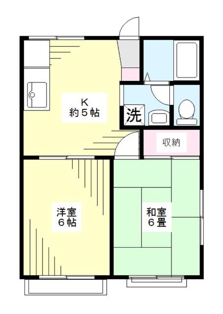 ユー・クレシオン常盤台B棟(2DK/2階)の間取り写真