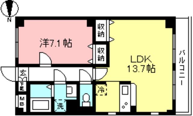 アンプルールフェール立川(1LDK/3階)の間取り写真