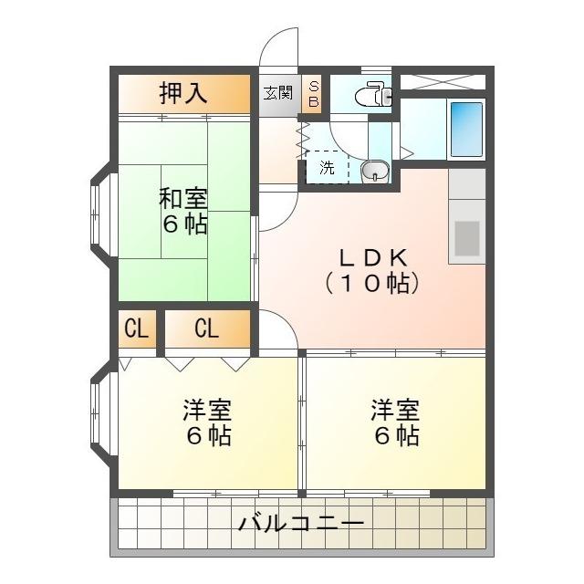 ユーズアーク(3LDK/2階)の間取り写真